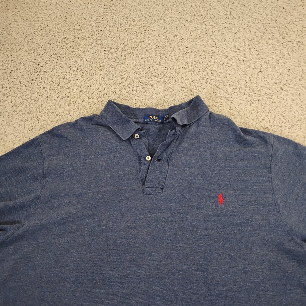 Polo Ralph Lauren Shirt Mens 4XLT Blue Logo Preppy Rugby Casual Pony 90s A4*